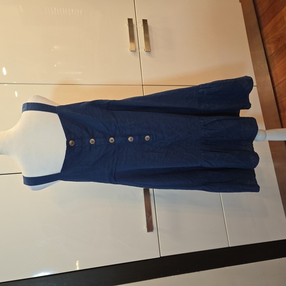 NWT New York & Company Womens Linen Ruffled Boho Sleeveless Dress Blue Size XL - Picture 4 of 9